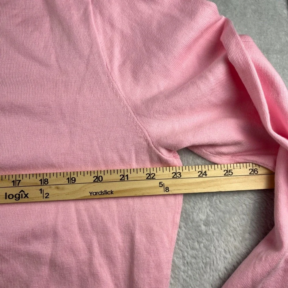 Polo Ralph Lauren Pink Pima Cotton V-Neck Sweater Mens Large Navy Pony Logo
